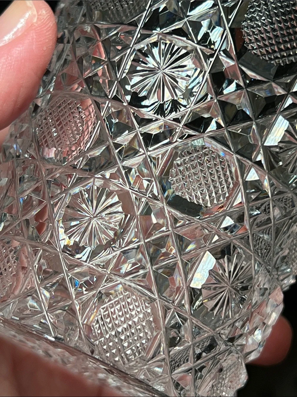 Pair of Antique Intricate Hand Cut American Brilliant Crystal Tumblers Glasses
